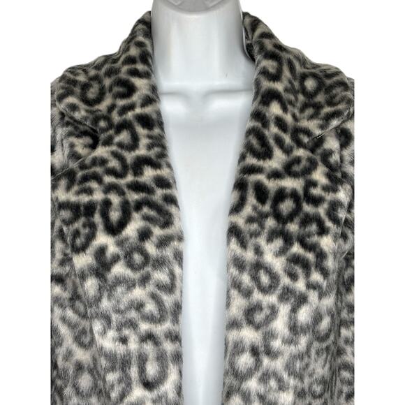 A New Day NWT Leopard Print Cardigan Duster Size XS Grey Oversized Cozy Winter - Picture 2 of 7